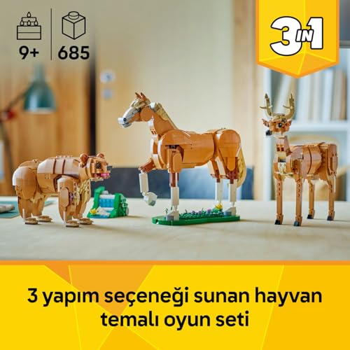LEGO Creator 3'ü 1 Arada Güzel At 31166-9 Yaş ve Üzeri Doğa ve Hayvan Tutkunu Çocuklar için Ayı, Geyik veya At Olarak İnşa Edilebilen Yaratıcı Oyuncak Yapım Seti, Karne Hediyesi Fikri (685 Parça)