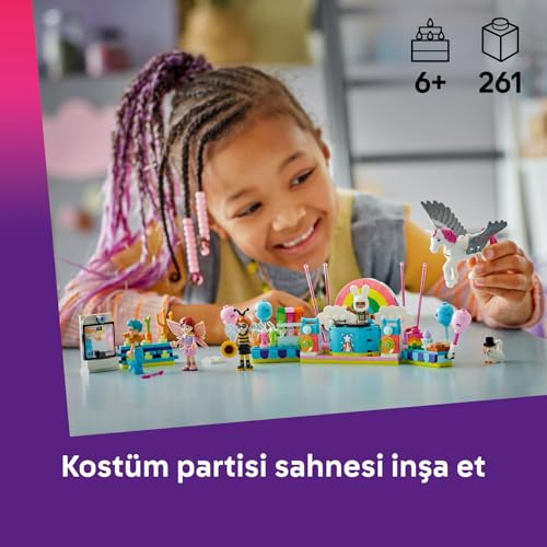 LEGO Friends Tek Boynuzlu At ve Peri ile Kostüm Partisi 42661-6 Yaş Üzeri Çocuklar için Unicorn İçeren Yaratıcı Oyuncak Yapım Seti, Özel Gün Hediyesi, Doğum Günü Hediyesi (261 Parça)