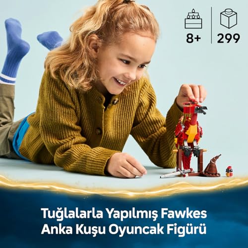 LEGO Harry Potter Fawkes: Dumbledore’un Anka Kuşu 76448-8 Yaş Üzeri Kız ve Erkek Çocuklar için Kavrayıcı Pençeleri Olan Hareketli Fawkes Figürü İçeren Mitolojik Hayvan Figürü Yapım Seti (299 Parça)