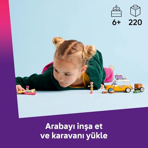 LEGO Friends Arkadaşlık Seyahat Arabası 42659-6 Yaş ve Üzeri Kız ve Erkek Çocuklar için 2 Mini Bebek ve 1 Köpek Figürü ile Aksesuarlar İçeren Yaratıcı Oyuncak Yapım Seti, Hediye Fikri (220 Parça)
