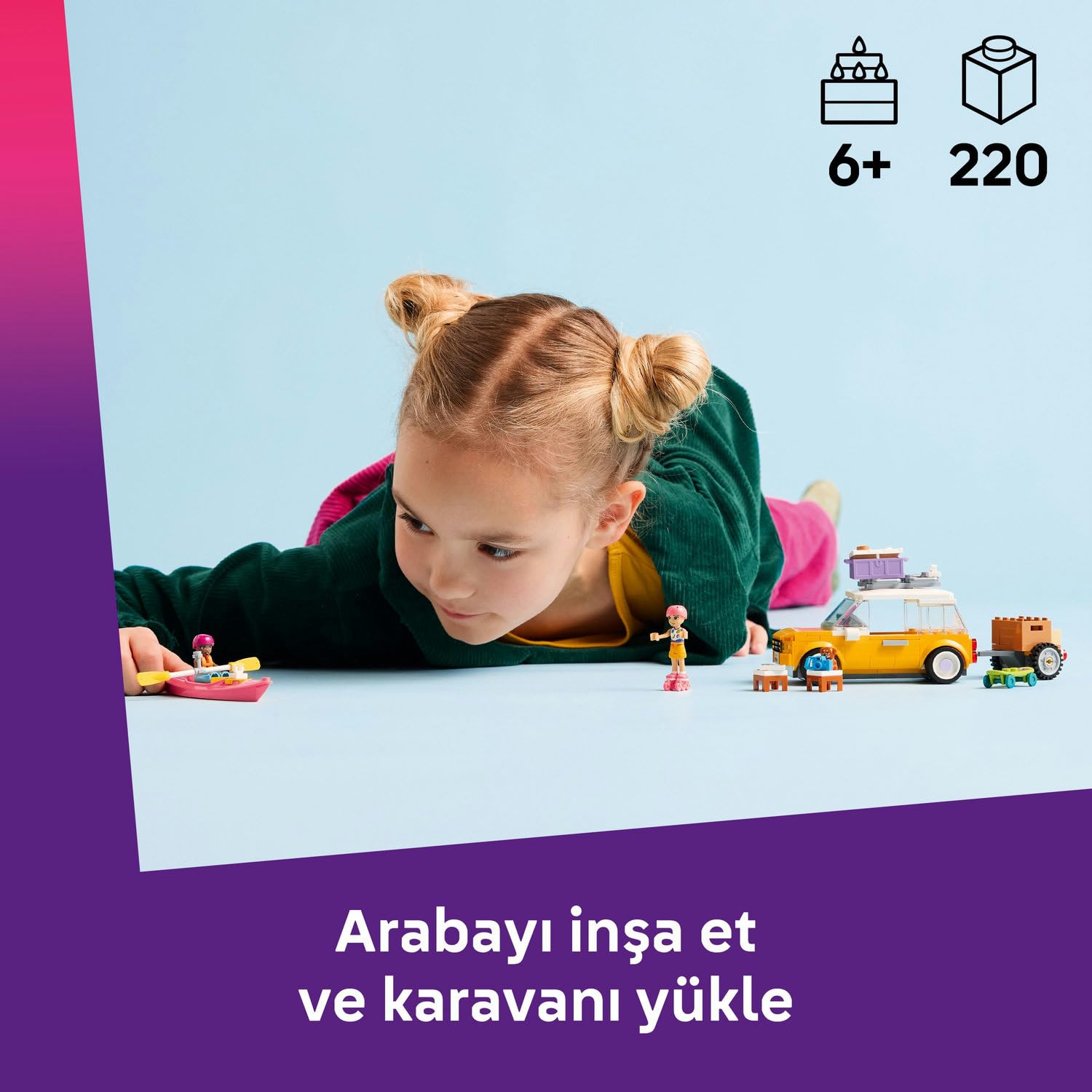LEGO Friends Arkadaşlık Seyahat Arabası 42659-6 Yaş ve Üzeri Kız ve Erkek Çocuklar için 2 Mini Bebek ve 1 Köpek Figürü ile Aksesuarlar İçeren Yaratıcı Oyuncak Yapım Seti, Hediye Fikri (220 Parça)