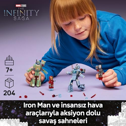 LEGO ǀ Marvel Iron Man ve War Machine, Hammer İnsansız Hava Araçlarına Karşı 76320-7 Yaş ve Üzeri Süper Kahraman Seven Çocuklar için Yaratıcı Oyuncak Yapım Seti, Harika Hediye Fikri (204 Parça)