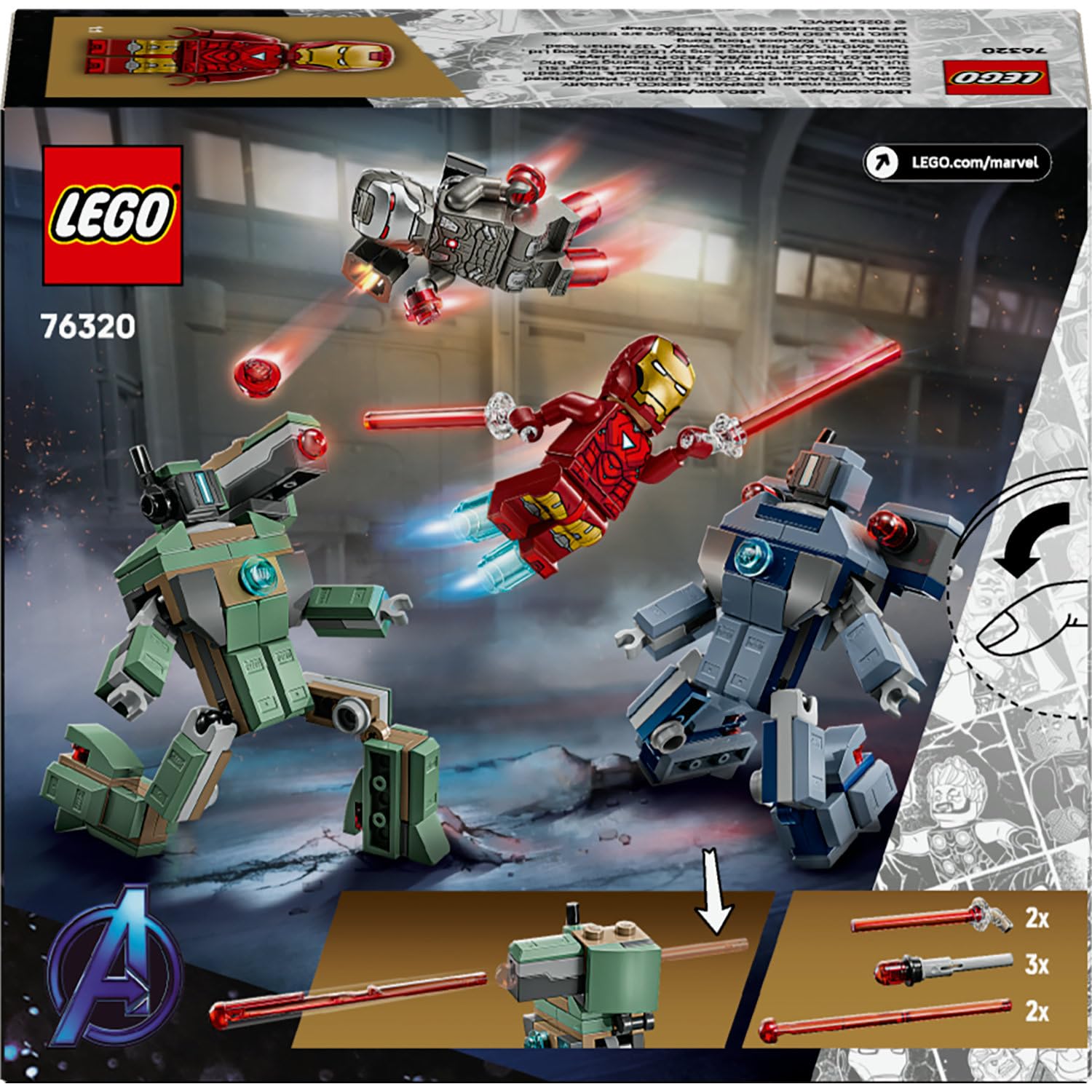 LEGO ǀ Marvel Iron Man ve War Machine, Hammer İnsansız Hava Araçlarına Karşı 76320-7 Yaş ve Üzeri Süper Kahraman Seven Çocuklar için Yaratıcı Oyuncak Yapım Seti, Harika Hediye Fikri (204 Parça)
