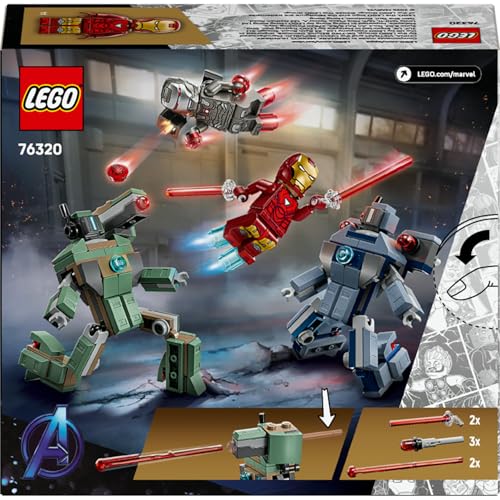 LEGO ǀ Marvel Iron Man ve War Machine, Hammer İnsansız Hava Araçlarına Karşı 76320-7 Yaş ve Üzeri Süper Kahraman Seven Çocuklar için Yaratıcı Oyuncak Yapım Seti, Harika Hediye Fikri (204 Parça)