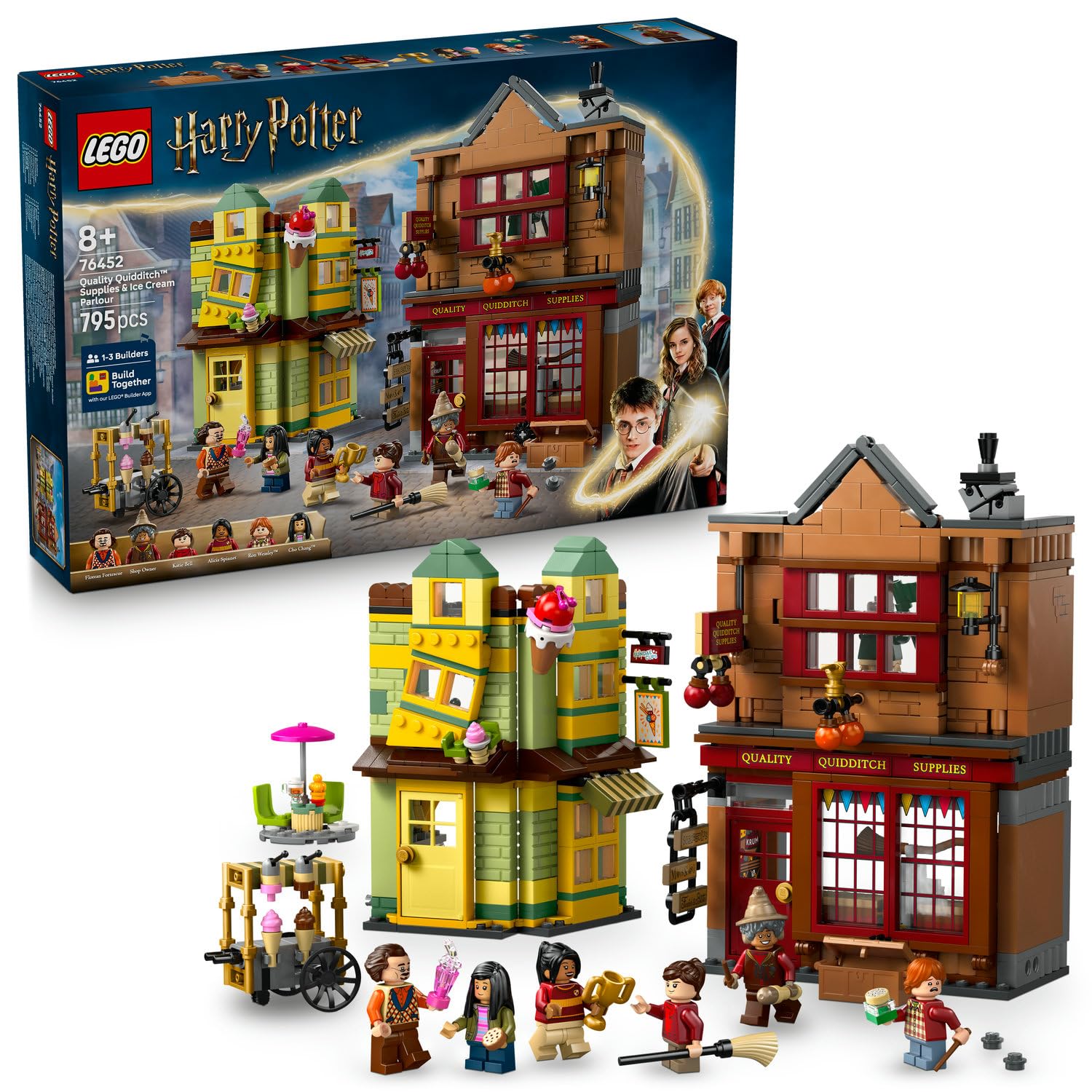 LEGO Harry Potter Kaliteli Quidditch Malzemeleri ve Dondurma Salonu 76452-8 Yaş ve Üzeri Çocuklar için Diagon Yolu Dükkanlarını İçeren Yaratıcı Oyuncak Yapım Seti, Doğum Günü Hediyesi (795 Parça)