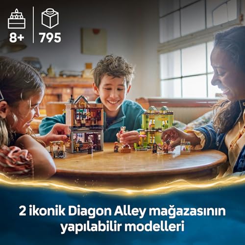 LEGO Harry Potter Kaliteli Quidditch Malzemeleri ve Dondurma Salonu 76452-8 Yaş ve Üzeri Çocuklar için Diagon Yolu Dükkanlarını İçeren Yaratıcı Oyuncak Yapım Seti, Doğum Günü Hediyesi (795 Parça)