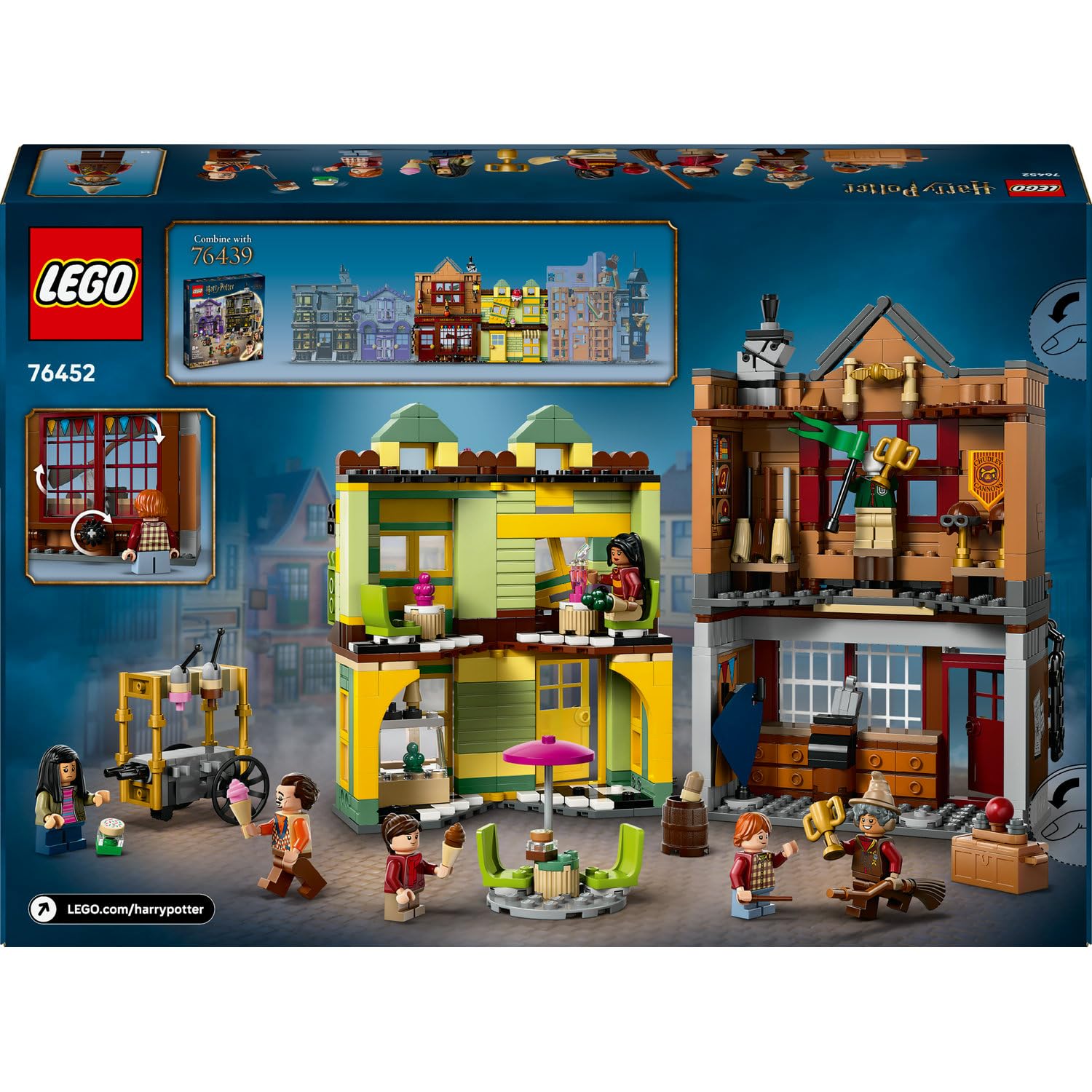 LEGO Harry Potter Kaliteli Quidditch Malzemeleri ve Dondurma Salonu 76452-8 Yaş ve Üzeri Çocuklar için Diagon Yolu Dükkanlarını İçeren Yaratıcı Oyuncak Yapım Seti, Doğum Günü Hediyesi (795 Parça)