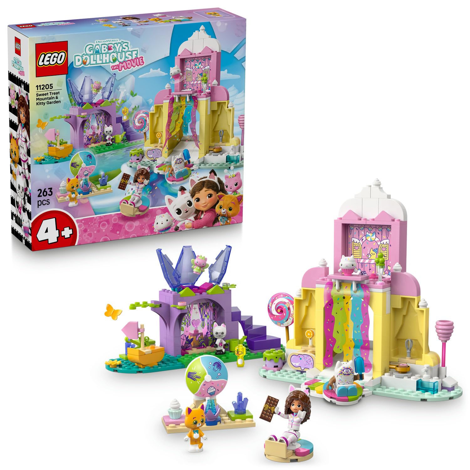 LEGO Gabby’s Dollhouse Tatlı Şekerleme Dağı ve Kedi Bahçesi 11205-4 Yaş ve Üzeri Çocuklar için Kedi Figürü İçeren Hayvan Temalı Yaratıcı Oyuncak Yapım Seti, Doğum Günü Hediye Fikri (263 Parça)