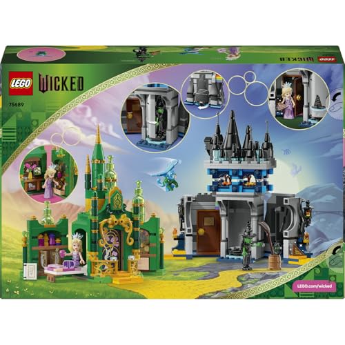 LEGO Wicked Emerald City ve Kiamo Ko Kalesi 75689-9 Yaş ve Üzeri Kız ve Erkek Çocuklar için Elphaba ve Glinda Mini Bebekleri ve Uçan Maymun Figürü İçeren Yaratıcı Oyuncak Yapım Seti (860 Parça)