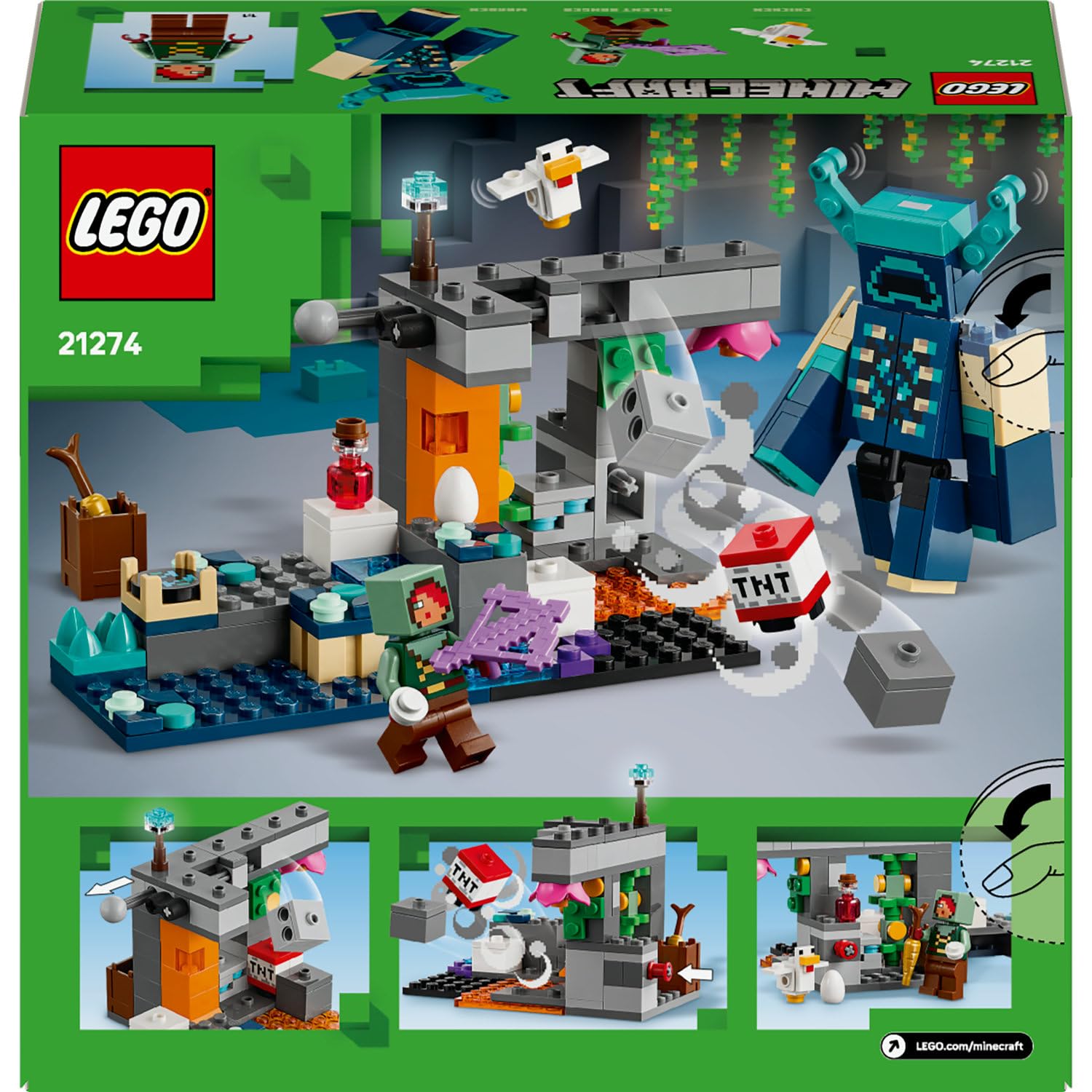 LEGO Minecraft Bekçi Karşılaşması 21274 - Video Oyunu Seven 7 Yaş ve Üzeri Çocuklar için Minecraft Temalı Koleksiyonluk Yaratıcı Oyuncak Yapım seti, Doğum Günü Hediyesi (238 Parça)