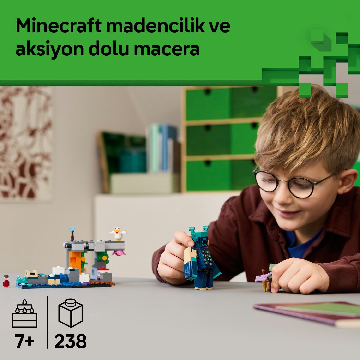 LEGO Minecraft Bekçi Karşılaşması 21274 - Video Oyunu Seven 7 Yaş ve Üzeri Çocuklar için Minecraft Temalı Koleksiyonluk Yaratıcı Oyuncak Yapım seti, Doğum Günü Hediyesi (238 Parça)