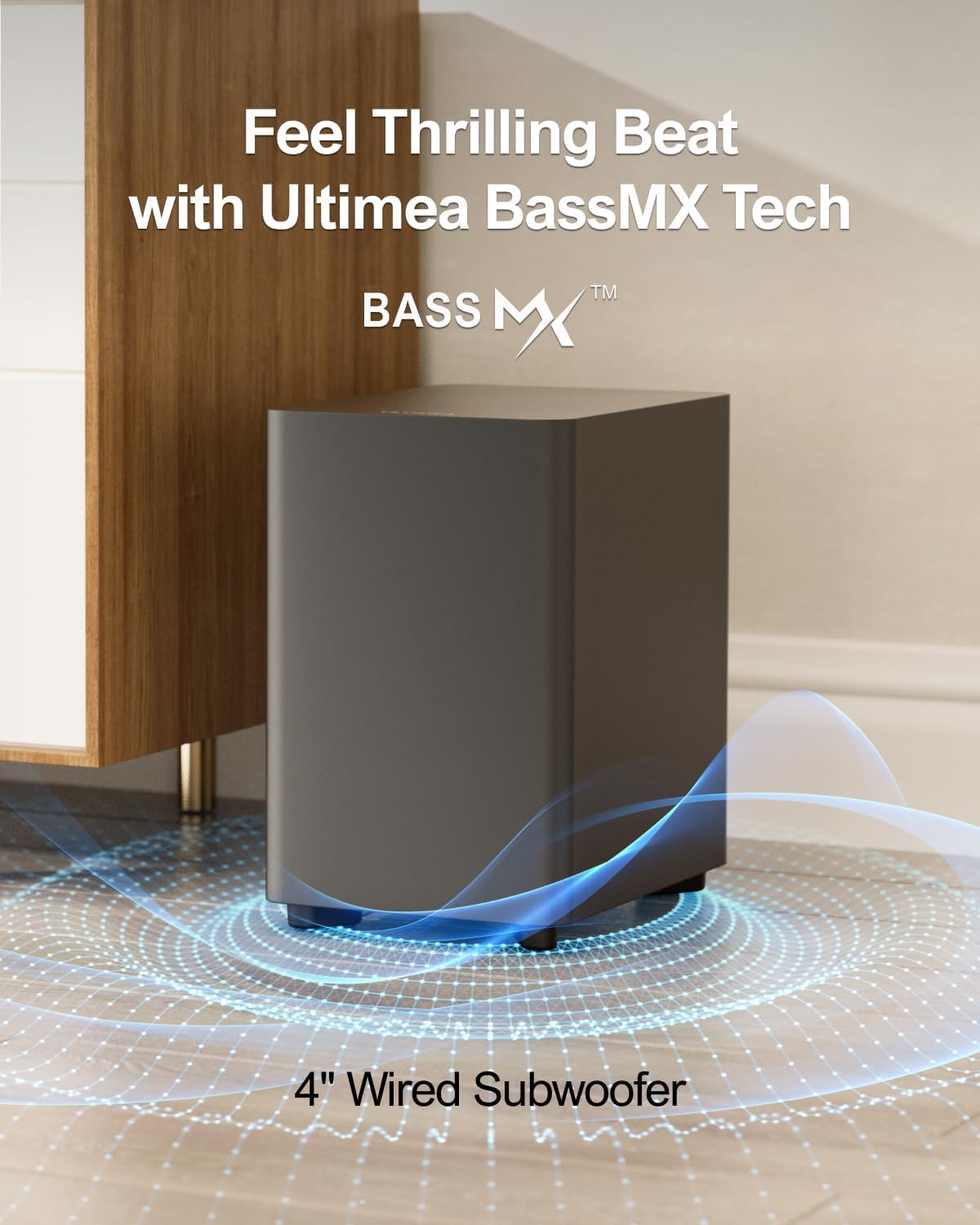ULTIMEA Akıllı TV için 7.1ch Ses Çubuğu, 4 Surround Hoparlör ve Subwoofer'lı Surround Ses Sistemi, 330W Tepe Güç, Sanal Surround Ses, BT/Optik/AUX, Uygulama Kontrolü - Aura A40