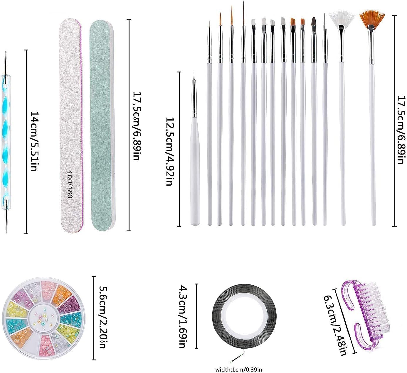 Aksesuarcı Süper Set 6in1 Çantalı Paslanmaz Çelik Profesyonel Manikür Pedikür Seti ve 37 Parça Nail Art Tırnak Süsleme sanatı tasarım seti