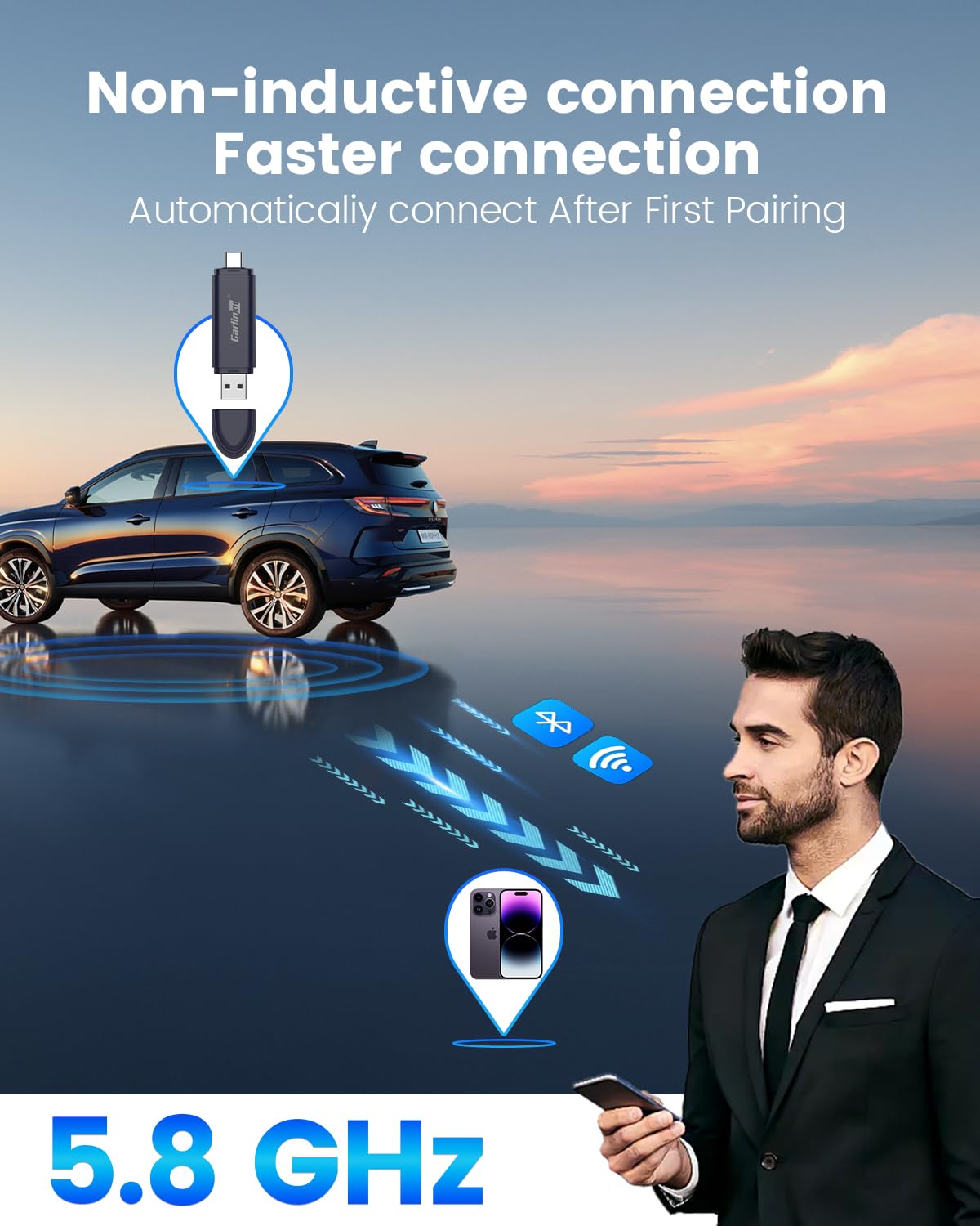 Carlinkit Mini SE Pro Kablosuz CarPlay Adaptörü/Kablosuz Android oto Adaptörü, Yüksek Dereceli Dayan