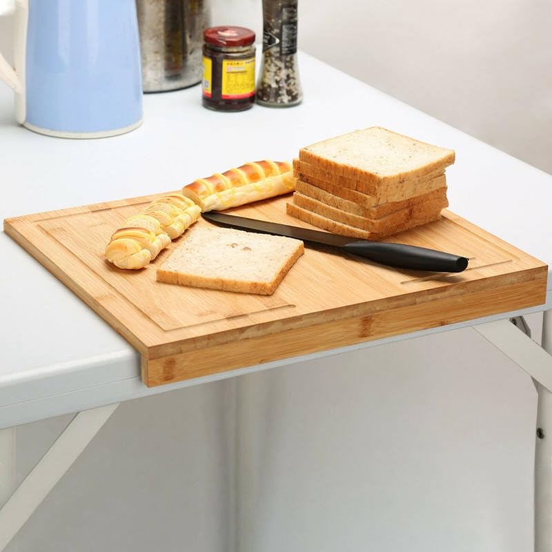 Deconox Tezgah Üstü Bambu Kesme Tahtası, Kaymaz Ekmek Tahtası, Kenarlı Kesme Tepsisi Büyük Boy (45cm*35cm) - Tezgah Üstü Bambu Kesim Panosu Antibakteriyel ve Hijyenik, Dayanıklı ve Sağlam.