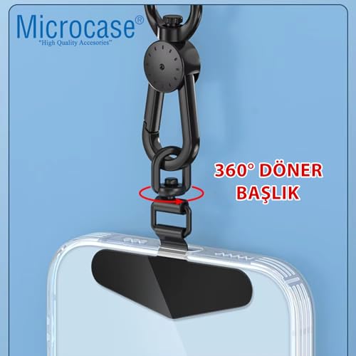 Microcase 360 Döner Başlıklı Telefon İp Askılıklar için Paslanmaz Çelik Tutacak Bağlantı Parçası-AL4