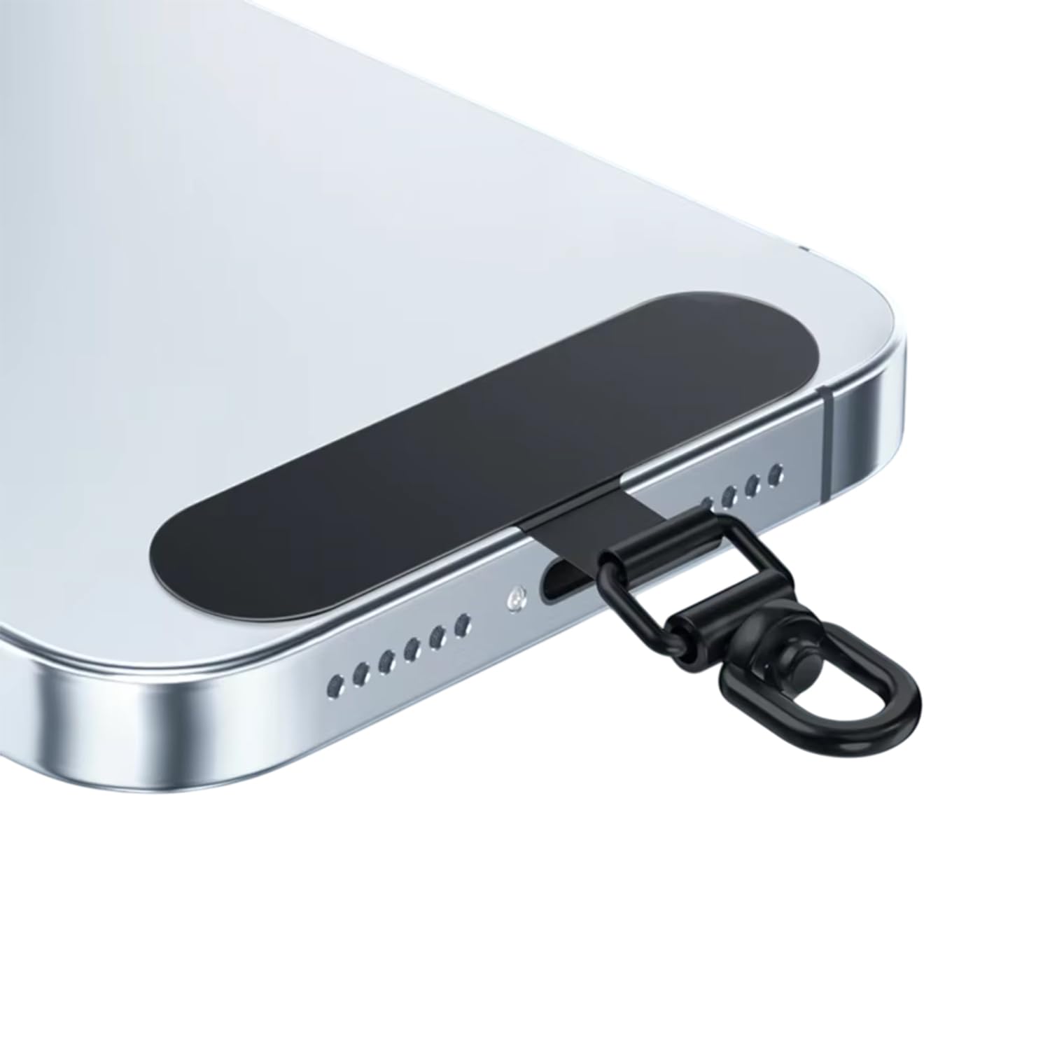 Microcase 360 Döner Başlıklı Telefon İp Askılıklar için Paslanmaz Çelik Tutacak Bağlantı Parçası-AL4926 (Siyah)