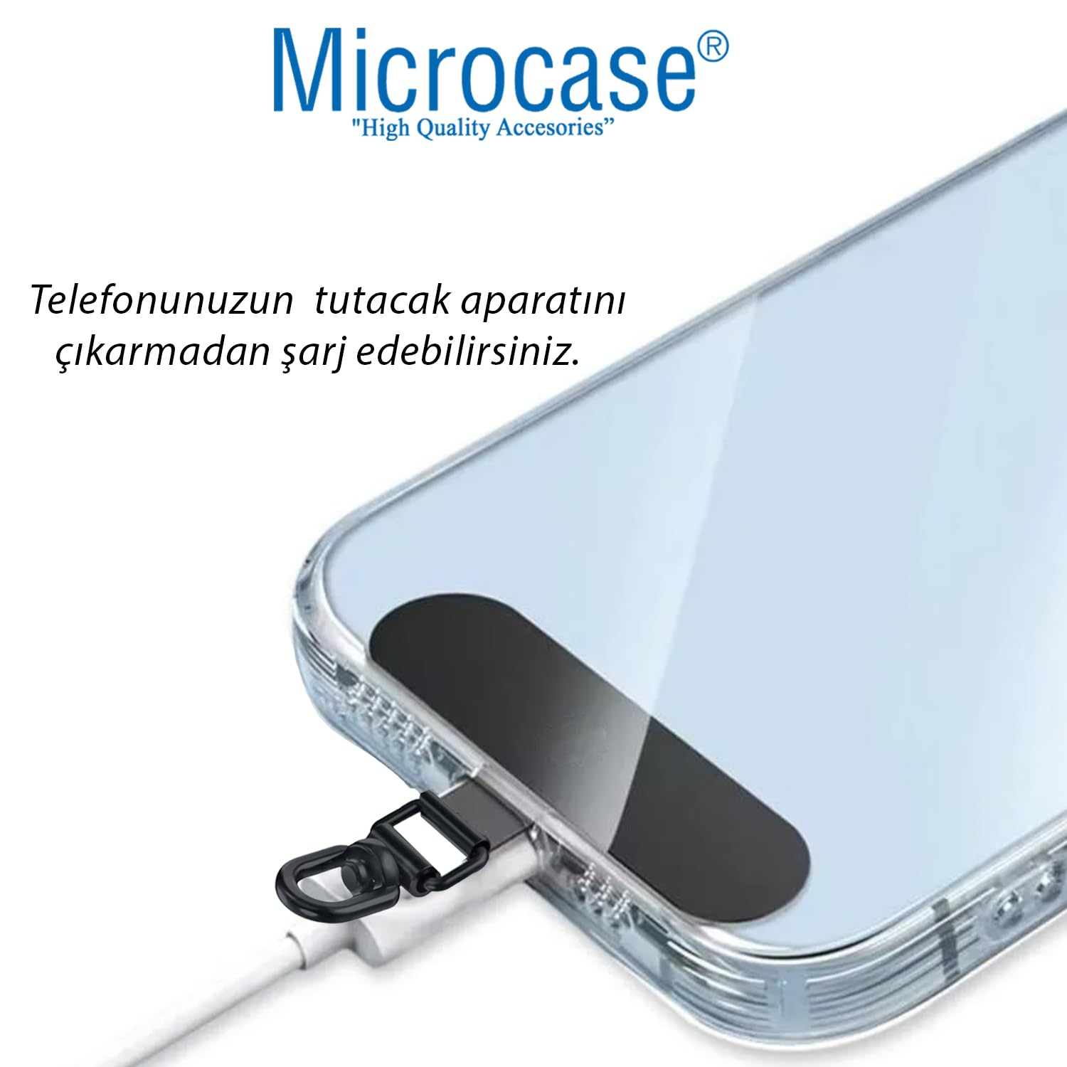 Microcase 360 Döner Başlıklı Telefon İp Askılıklar için Paslanmaz Çelik Tutacak Bağlantı Parçası-AL4926 (Siyah)