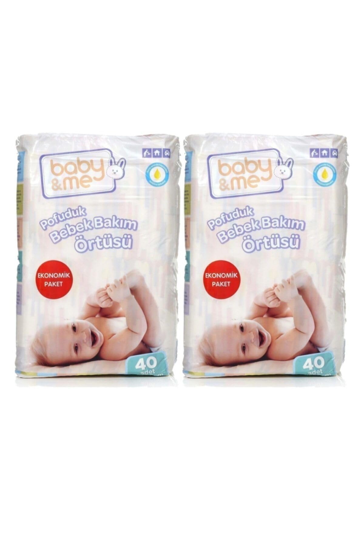 Baby&Me Pofuduk Alt Değiştirme Örtüsü 60x60 Cm 40 Adet X 2 Adet,