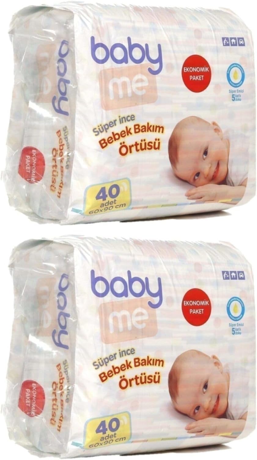 Baby&Me Süper Ince Alt Değiştirme Örtüsü 60x90 Cm 40 Adet X 2 Adet,