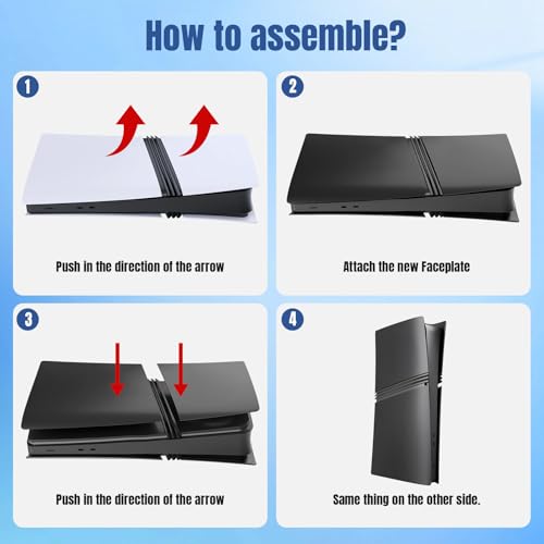 PS5 Pro Digital Edition için Kapak Plakaları, PlayStation 5 Pro Konsolu ile Uyumlu Mat FacePlates Aksesuarları ABS Yedek Yan Kılıf (Siyah)