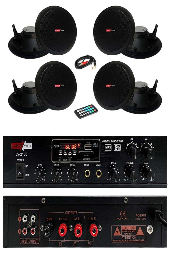 Lastvoice Black Small 5, Tavan Hoparlör ve Anfi Ses Sistemi Paketi (1 Anfi + 4 Hoparlör)