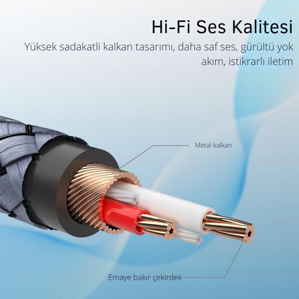 Essager Pro Series 3 Metre 3.5MM Jack to RCA Stereo Ses Sistemi Kablosu, Amfi, Hoparlör, TV Ses Sistemi Kablosu