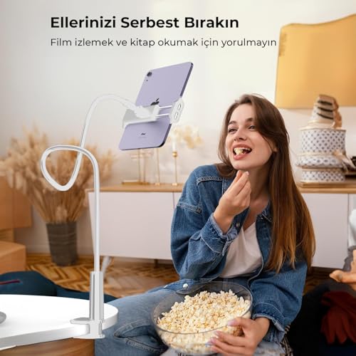 Juo 70 CM Akrobat Esnek Tablet ve Telefon Tutucu Stand Beyaz