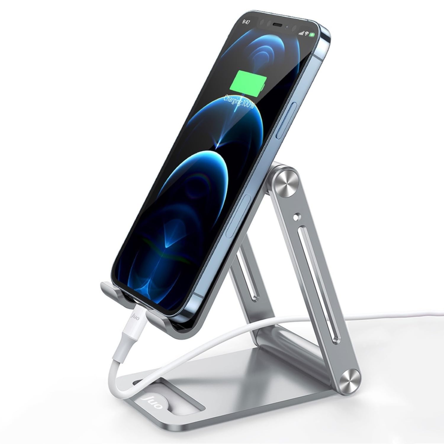 Juo Alüminyum Katlanabilir Metal Masaüstü Telefon Tutucu Standı Gümüş