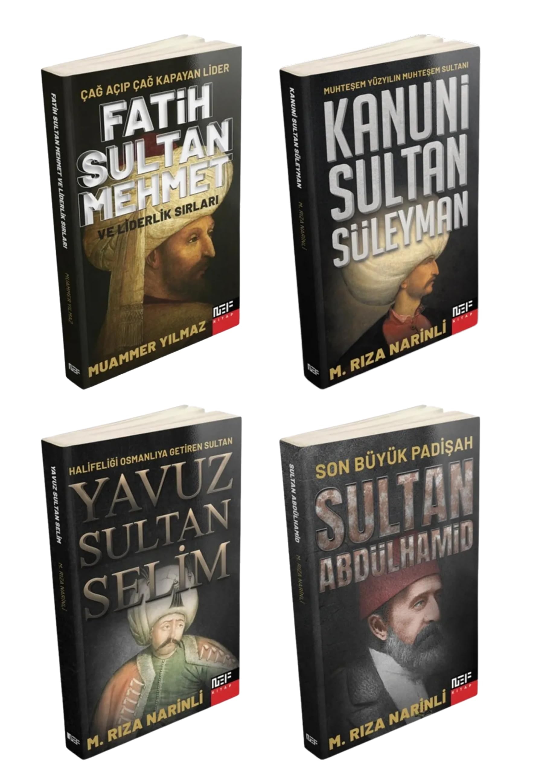 Osmanlı Padişahları Kitap Seti, Fatih Sultan Mehmet, Kanuni Sultan Süleyman, Yavuz Sultan Selim, Sultan Abdülhamid, 4 Kitap
