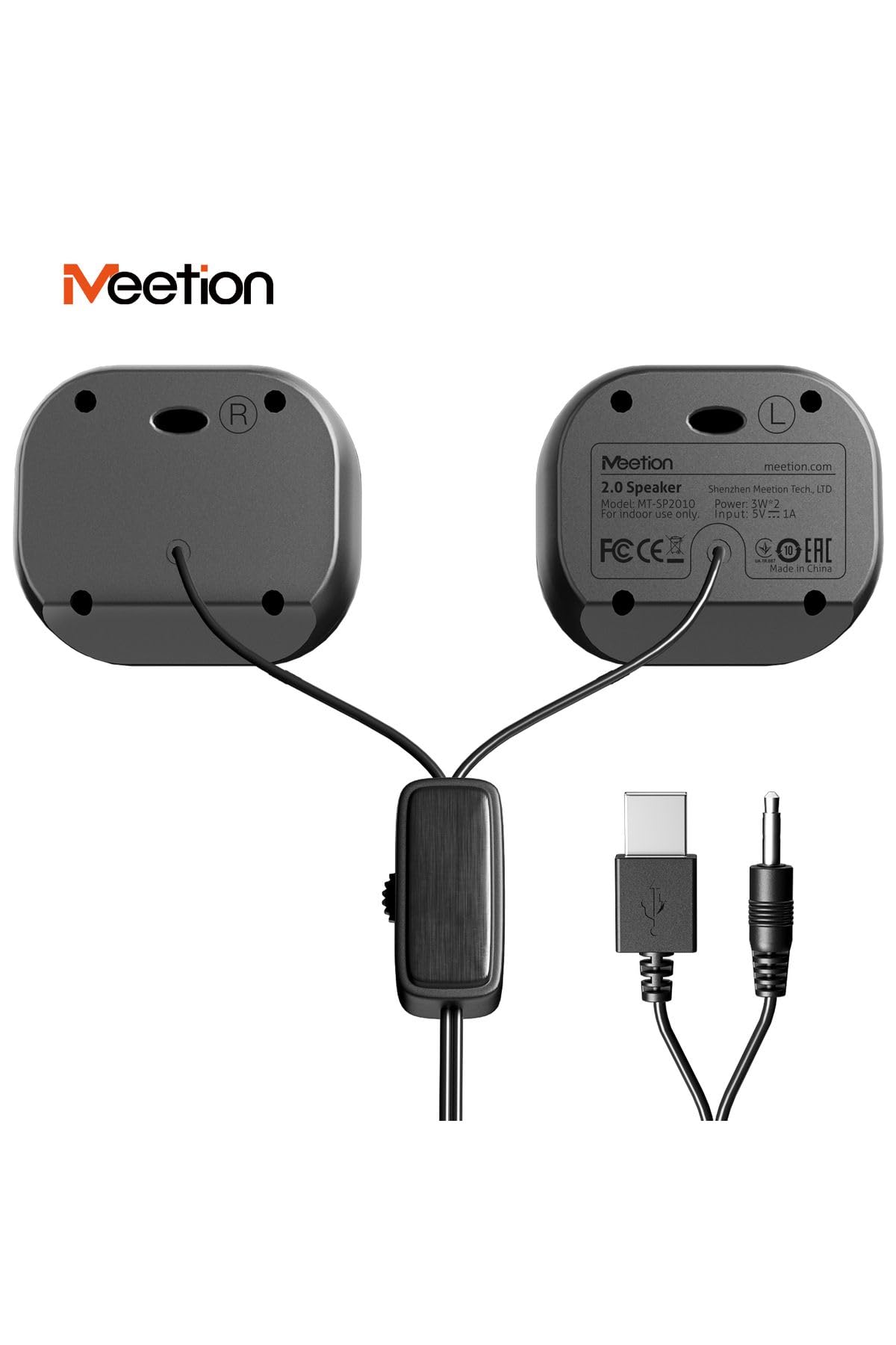 Meetion | SP2010 | Siyah | Ofis Masaüstü Hoparlörleri | 2.0 Ses Sistemi | 3.5mm + USB Bağlantı