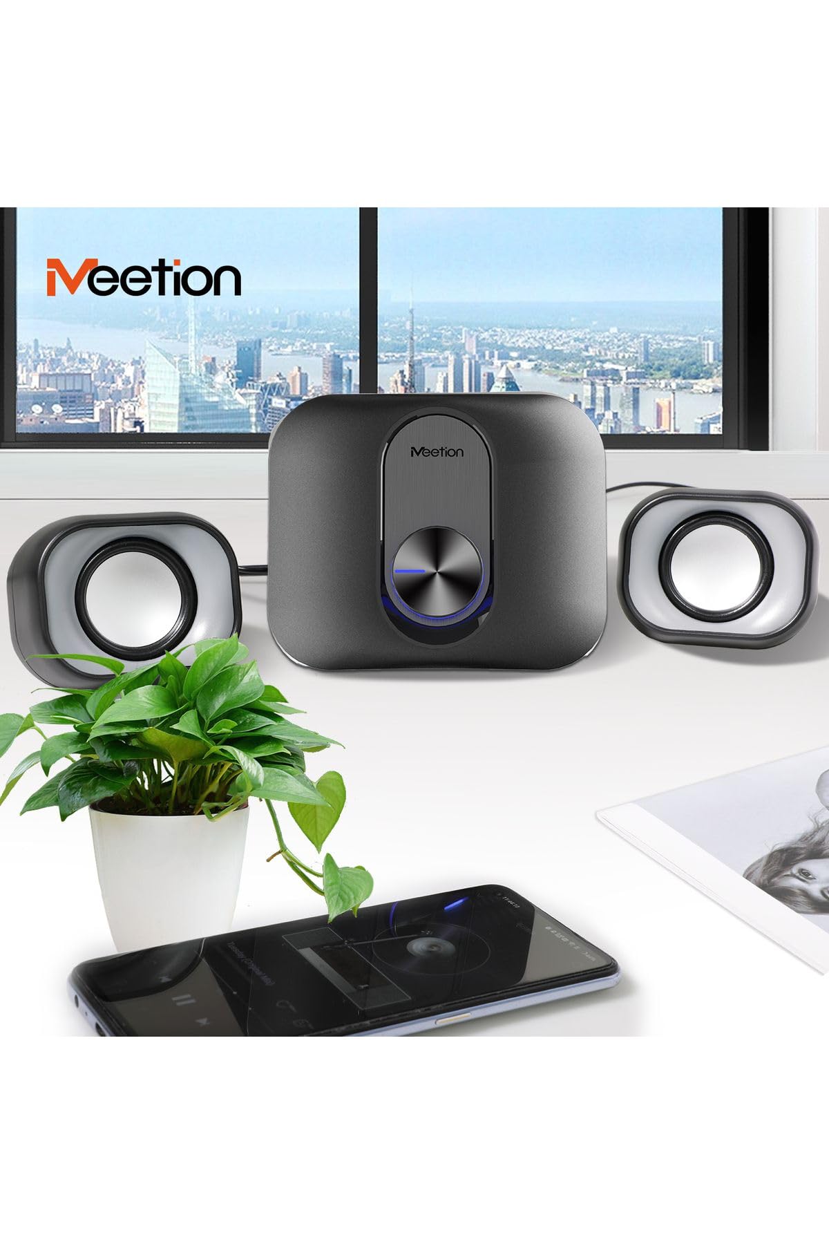 Meetion | SP2110 | Siyah | Ofis Hoparlörü | Bluetooth + 2.1 Ses Sistemi | 3.5mm + USB Bağlantı