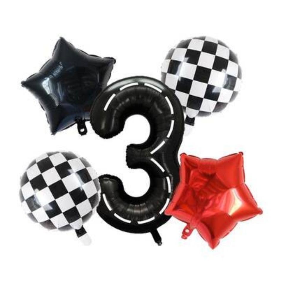 Siyah Yarış Pisti Damalı 3 Yaş Folyo Balon Set