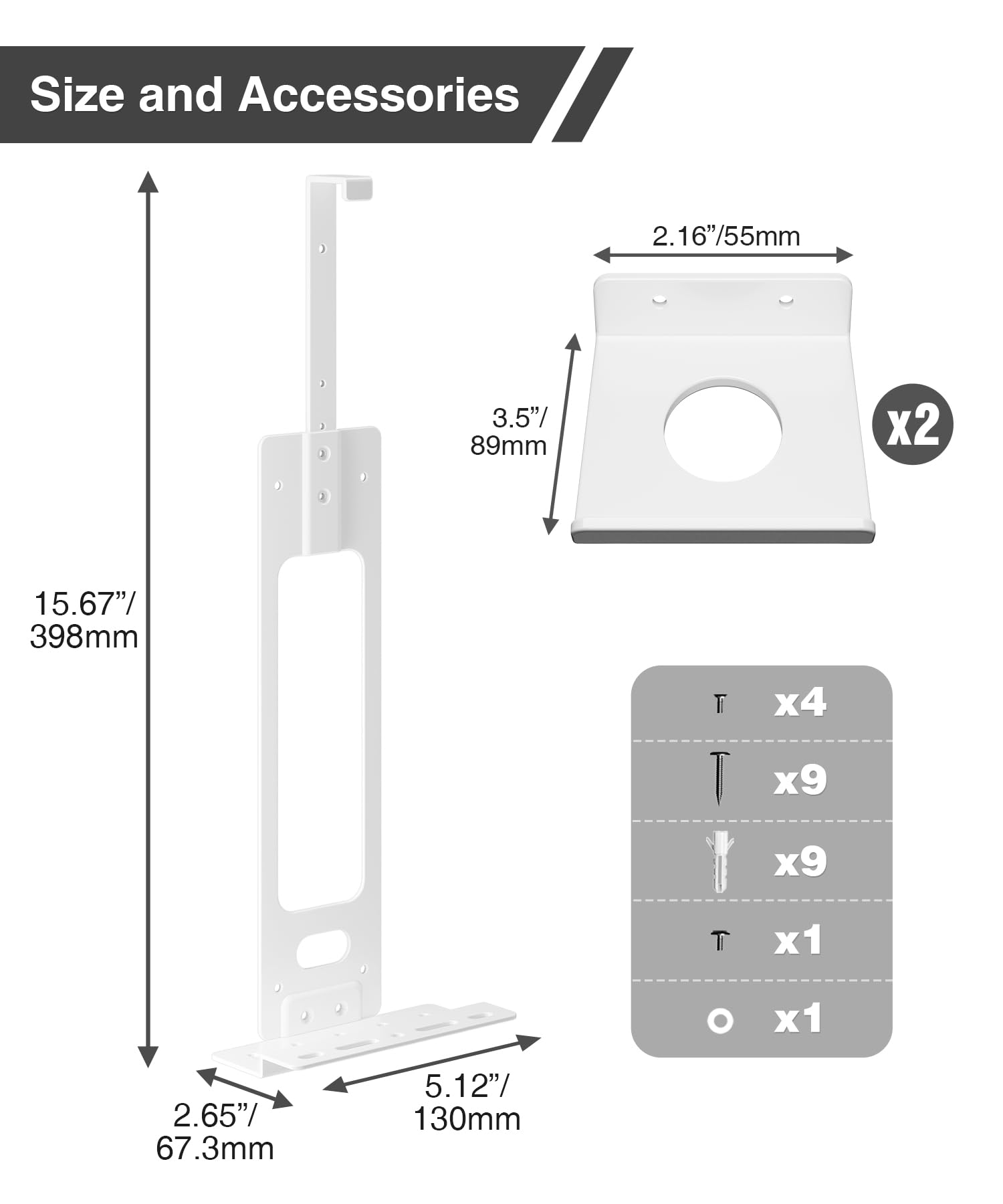Upgraded Adjustable Console Holder Wall Mount for PS5: Black Gaming Stand for PlayStation 5/PS5 Slim/Pro Digital Disc Edition With 2 Controller Kits White