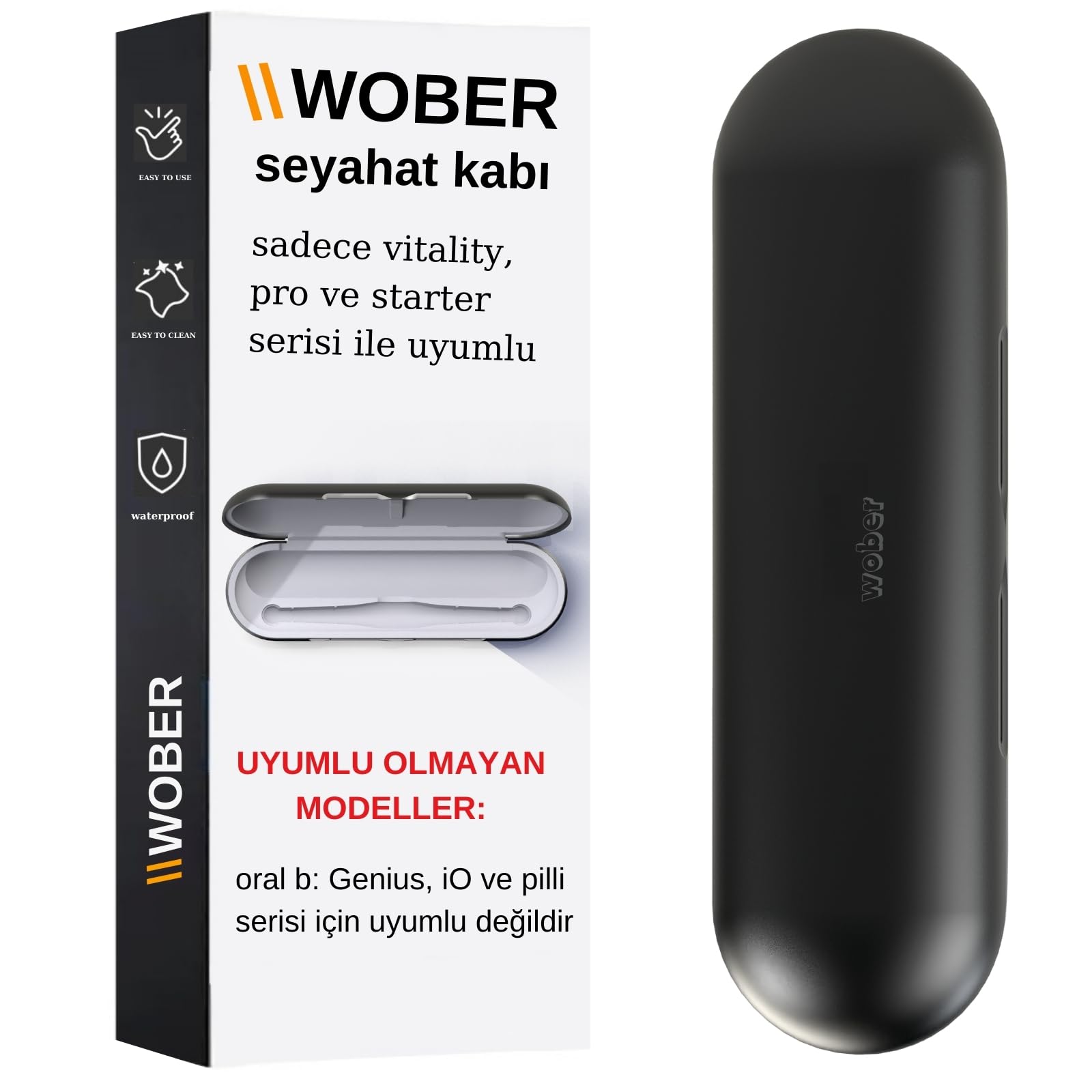 ORAL-B Şarjlı Diş Fırçası İçin Saklama Kabı - Sadece Oral-B Pro 1, Vitality Pro, vitality ve Starter Pack Serisine Özel Diş Fırçası Seyahat Kutusu (Siyah)