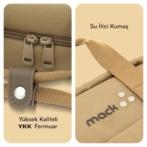 Mack MCE-1523 Nova Eco Çevre Dostu Laptop Sırt Çantası 15.6 inç, YKK Fermuarlı Bilgisayar Sırt Çantası, Kadın ve Erkek Günlük Çanta, Okul ve İş Çantası, Camel