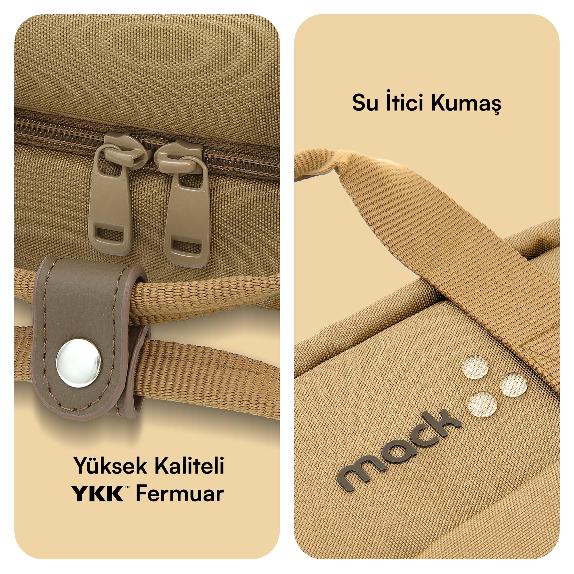 Mack MCE-1523 Nova Eco Çevre Dostu Laptop Sırt Çantası 15.6 inç, YKK Fermuarlı Bilgisayar Sırt Çantası, Kadın ve Erkek Günlük Çanta, Okul ve İş Çantası, Camel