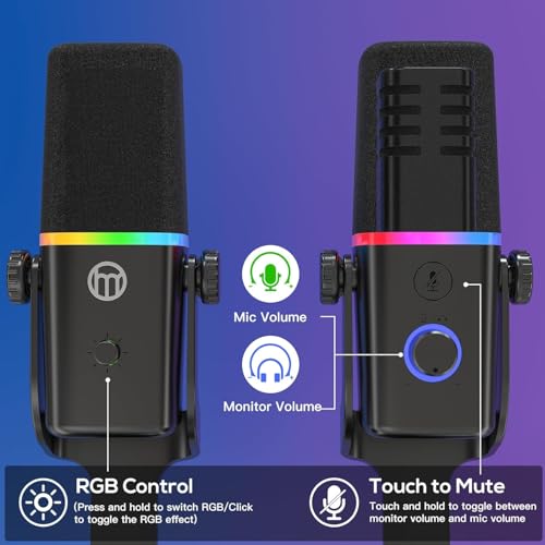 Coverzone Profesyonel Stüdyo Mikrofon Kayıt Condenser Masaüstü Canlı Yayın Mikrofonu PC USB C, Oyun, Podcast, Kayıt, Yayın, ASMR Sessiz/Eko, Telefon Adaptörü, Mac, Winows ile Uyumlu KD8 - Siyah