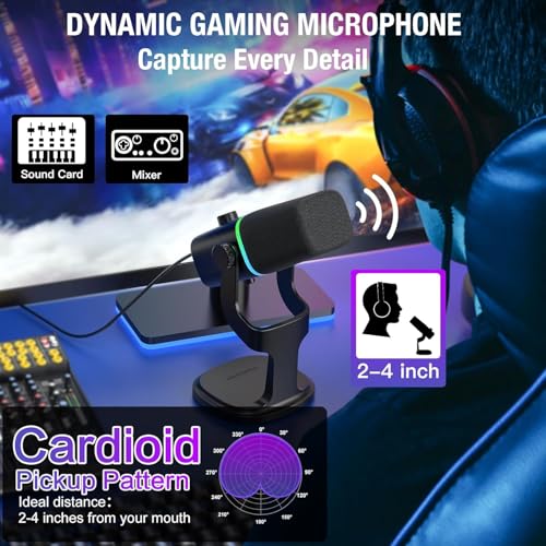 Coverzone Profesyonel Stüdyo Mikrofon Kayıt Condenser Masaüstü Canlı Yayın Mikrofonu PC USB C, Oyun, Podcast, Kayıt, Yayın, ASMR Sessiz/Eko, Telefon Adaptörü, Mac, Winows ile Uyumlu KD8 - Siyah