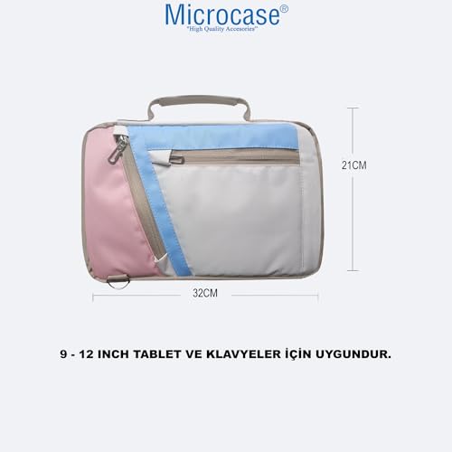 Microcase Lenovo Yoga Tab Plus 12.7 inch Tablet için Omuz Askılı El Tutacaklı Universal Sleeve Taşıma Çantası AL4346 Pembe Mavi Krem