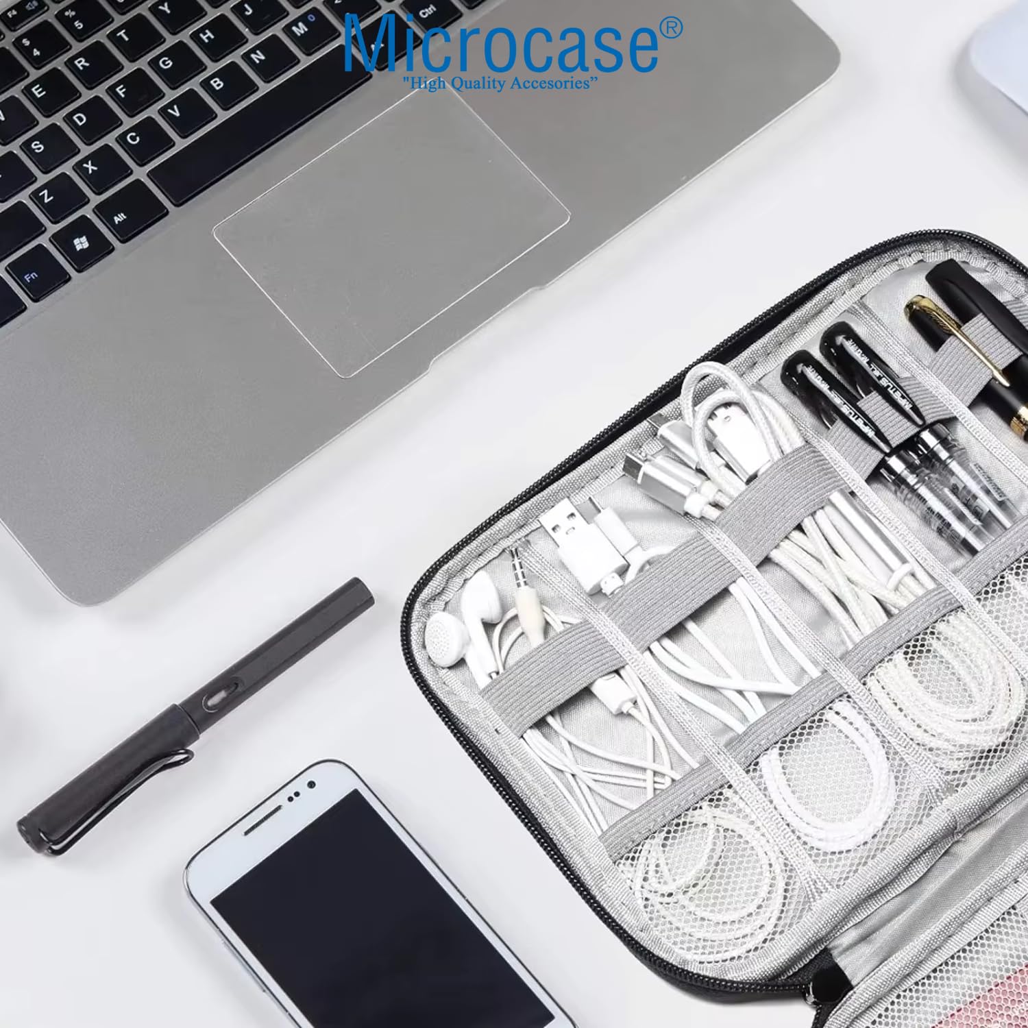 Microcase 9 Gözlü Seyahat Kablo ve Aksesuar Düzenleyici Organizer Çanta - AL5101