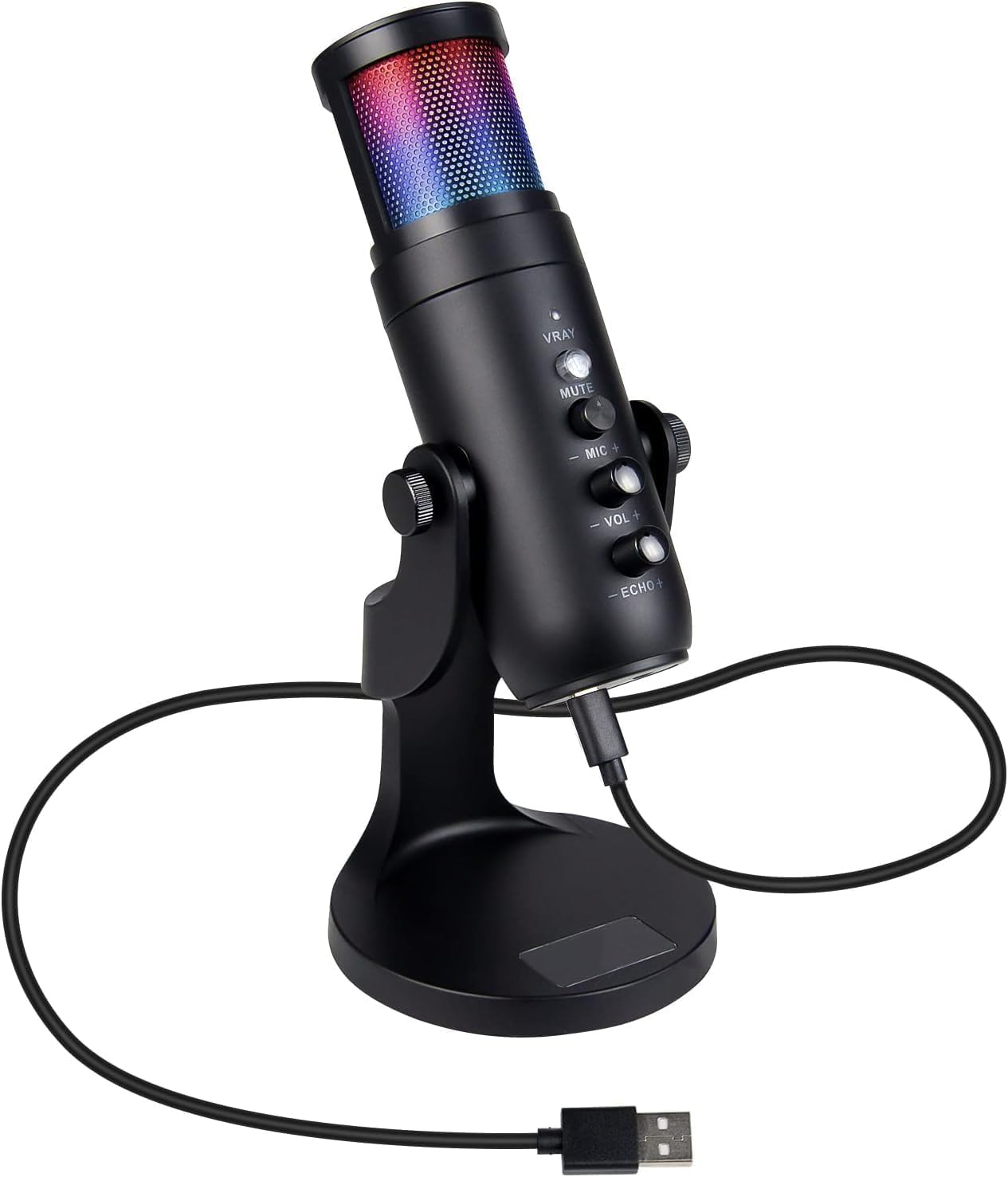 Coverzone Profesyonel Stüdyo Mikrofon Kayıt Condenser Masaüstü Canlı Yayın Mikrofonu PC USB C, Oyun, Podcast, Kayıt, Yayın, ASMR Sessiz/Eko, Telefon Adaptörü, Mac, Winows ile Uyumlu K68-A - (Siyah)