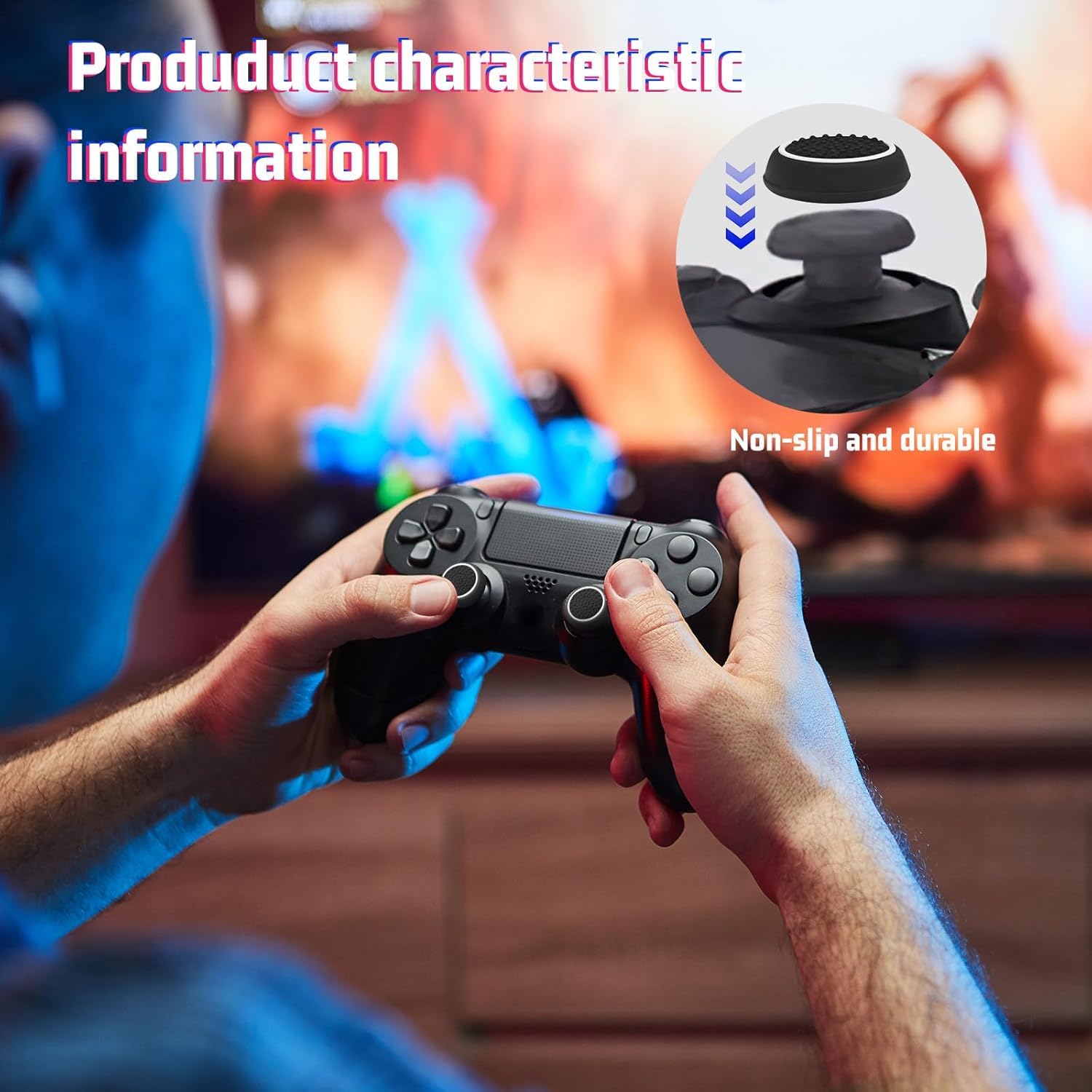 Analog Stick Cap Koruyucu Başlık, Silikon Thumb Grip | Thumb Stick Silikon Caps Grip Koruması Aksesuar Seti PS5 / PS4 / PS3 / Xbox Series S/X Switch Controller Kol için (4 adet) (Siyah - Lacivert)