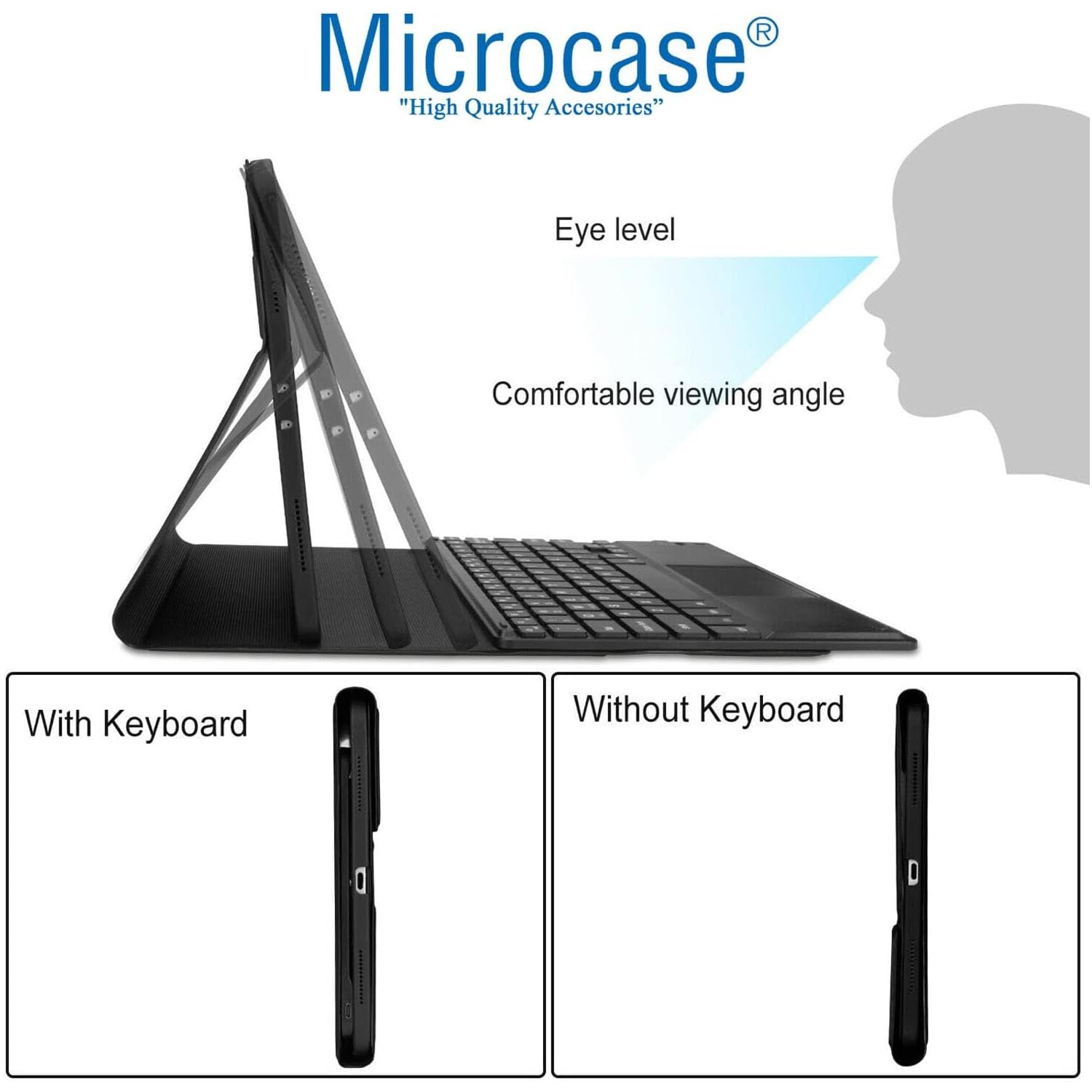 Microcase Samsung Tab S10 Ultra 14.6 inch Tablet için Bluetooth Touchpad Klayve + Mouse + Kılıf BKK19