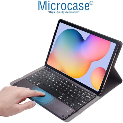 Microcase Samsung Galaxy Tab S10 Ultra Tablet için Bluetooth Touchpad Klavye + Standlı Kılıf - BKK18