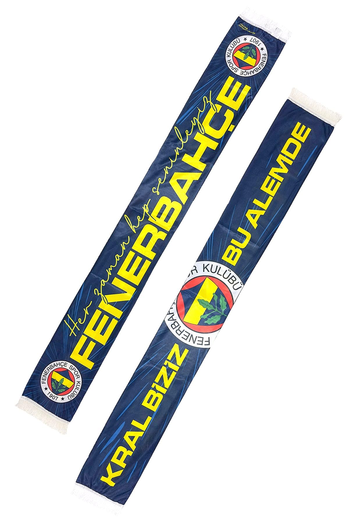 Fenerbahçe Orijinal Lisanslı Fenerbahçe Saten Şal Atkı (Koyu Lacivert - Sarı)