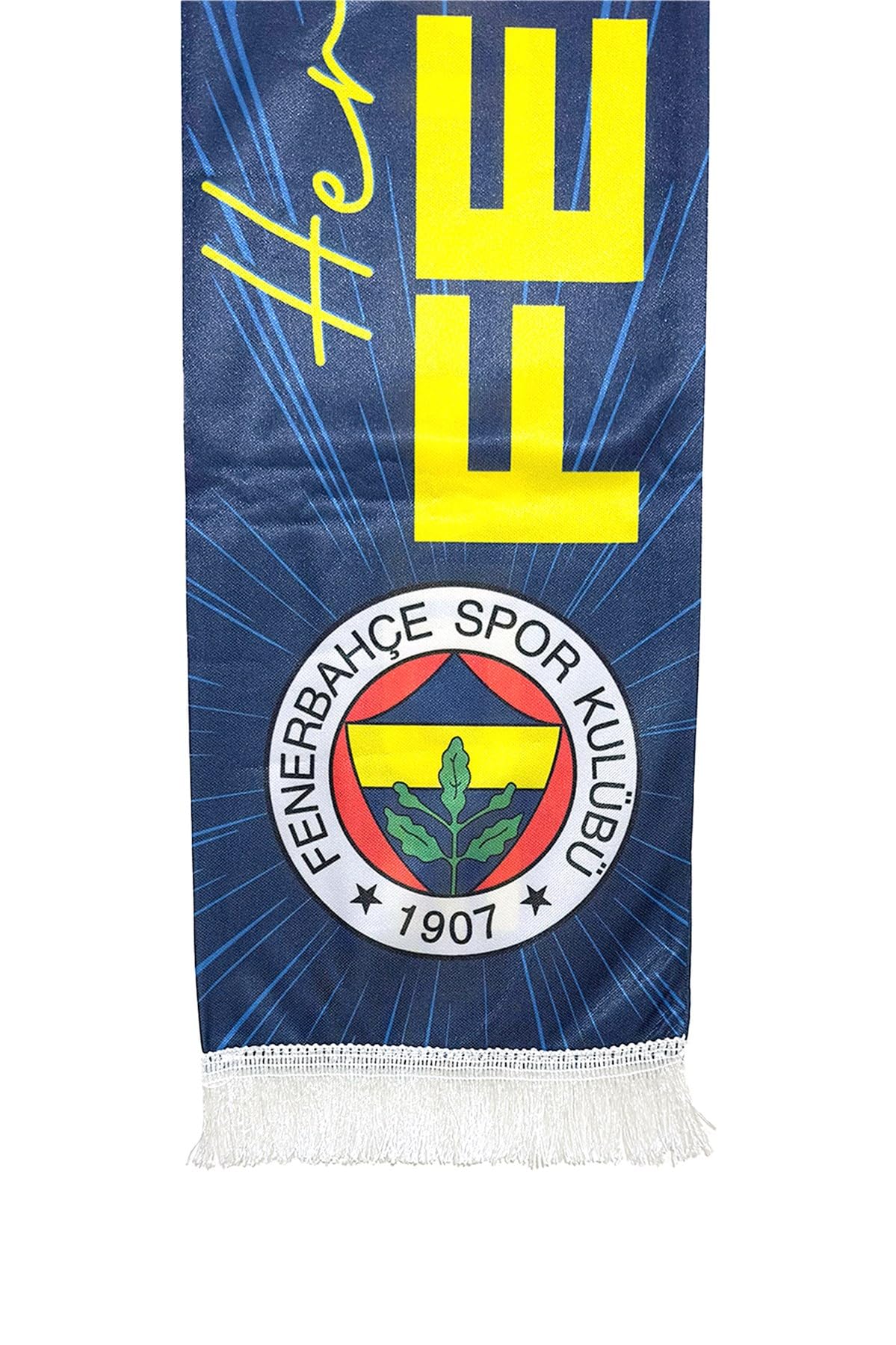 Fenerbahçe Orijinal Lisanslı Fenerbahçe Saten Şal Atkı (Koyu Lacivert - Sarı)