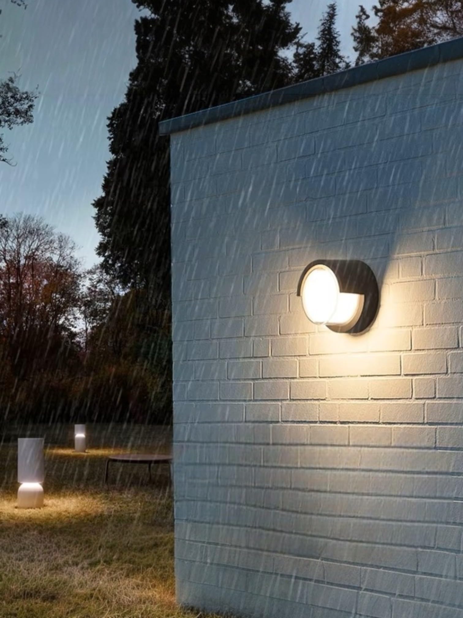 Ucuz Geldi 15w Modern Tasarım Led Aplik İç ve Dış Mekan Duvar Lambası Cata Dominik 3200k Gün Işığı Bahçe Duvar Apliği (Yuvarlak)