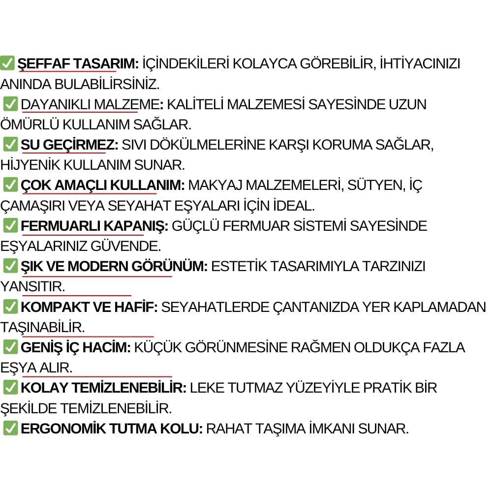 Wiforte Şeffaf Makyaj Çantası - Makyaj Malzemesi Düzenleyici, Sütyen ve İç Çamaşır Organizeri, Kozmetik Malzemesi Saklama Çantası (Taba)