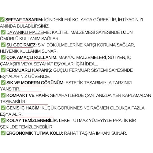 Wiforte Şeffaf Makyaj Çantası - Makyaj Malzemesi Düzenleyici, Sütyen ve İç Çamaşır Organizeri, Kozmetik Malzemesi Saklama Çantası (Taba)
